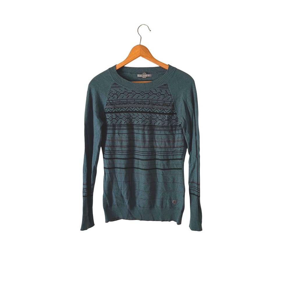 Smartwool Womens Merino Wool Blend Fair Isle Striped Sweater Green Size Medium